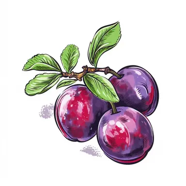 colored forest plum clipart, sketch art, vector, white background