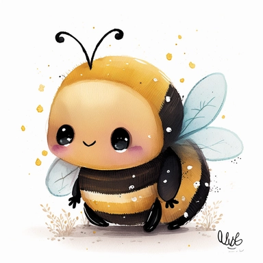 detail cute disney bumble bee watercolour art style nursery clipart, plain background
