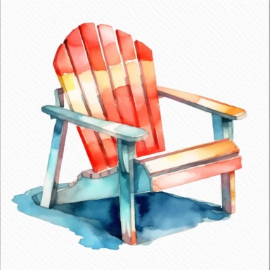 Summer Lawn Chair cliparts, watercolor, Minimalist, isolated white background, 8k