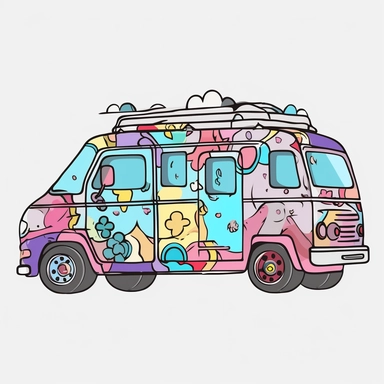 ambulance cartoon drawing vehicle, ambulance illustration png and clipart, in the style of jean dubuffet, light sky-blue and pink, animated gifs, layered translucency, jun kaneko, charles e. burchfield, hand-coloring