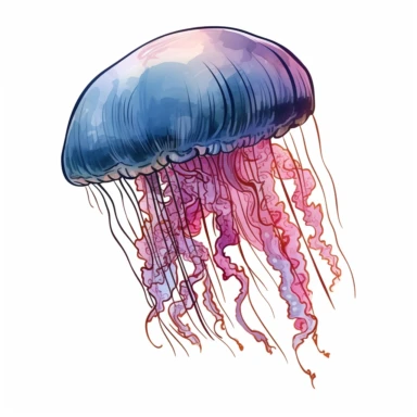 a jellyfish in the style of Raoul Dufy, isolated on a white background, in the style of clipart