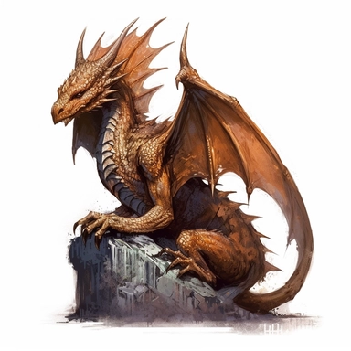full-body sad copper-colored dragon, concept art by Aleksander Orłowski, gothic art, fantasy art, watercolor, clipart, highly detailed, crisp lines