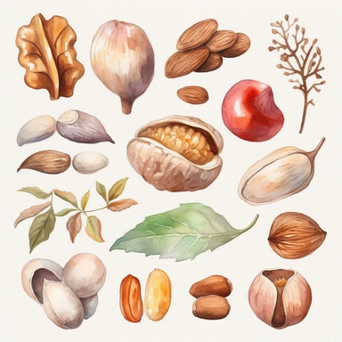 Watercolor Nuts Clipart
