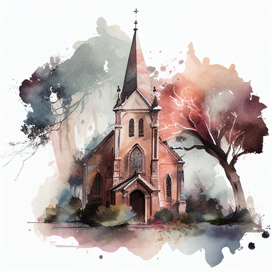 clipart fantasy church watercolour, biblical