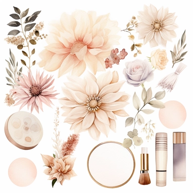 watercolor collection clipart bachelorette party creme white beige golden no background