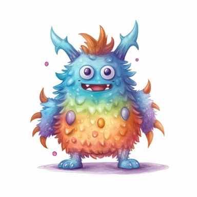 A super-cute monster, knitted painting texture, Perfect for nursery art and children's book illustration style, simple, cute, full color, clipart, watercolor illustration, single object, high definition 8k, white background for removing background