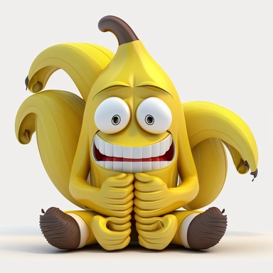 3D banana in lotus position Cartoon,clipart mascot, 128K super mega pixel, insane detail, hyper-detailed, with huge details, UHD, 8K