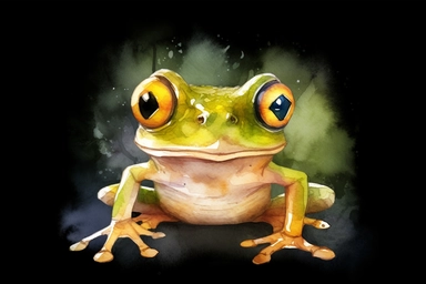 watercolor insect clipart, cute frog big eyes, insanely detailed, photorealist, pixar style, isolated on white background