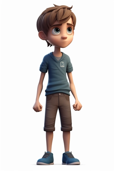 front view of an animated boy standing wearing tshirt character design, full body, drawing a face in maximum quality, high-quality drawing of the face, clipart, full illustration, 4k, sharp focus, smooth soft skin, symmetrical, detailed face, concept art, style fairy tales, chibi kawaii, Octane rendering, 3d perfect face, detailed face, delicate face, perfect sharp lips, detailed eyes