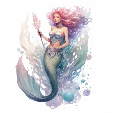 full body mermaid, clipart, intense white and deep pastel colors, dnd, watercolor, no background, isolated on a white background, self contained, well defined edges, by amy sol and magali villeneuve and susan bourdet and ross tran, spaced out, glowy, intricate, 8k