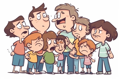 In This Family, No One Fights Alone, clipart, white background, cartoon ,