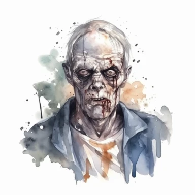 Scary Horror half body Watercolor Clipart, illustration style, on white background, detailed, hd
