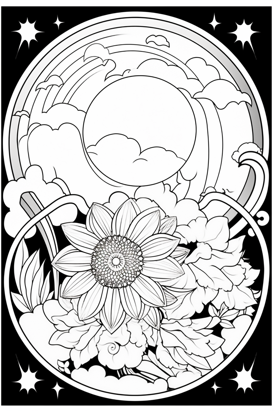 black and white sun clipart