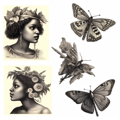 vintage clipart illustrations from a book on afrocentric faeries