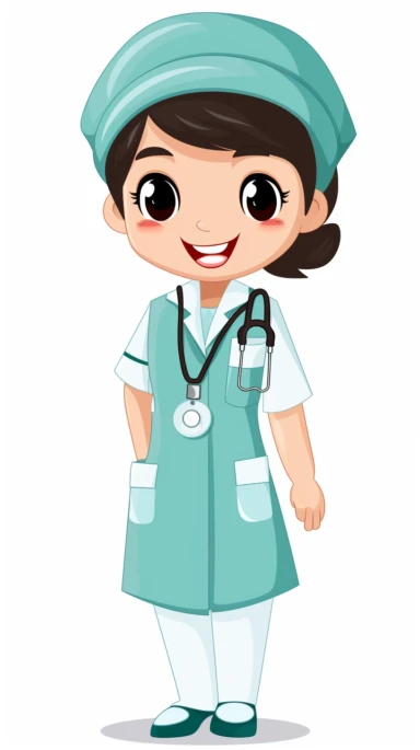 a nurse male or female, clipart style, white background