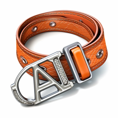 clipart Leather belt with alphabet buckle , capital letter A, creative, white background