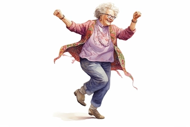 dancing grandma, clipart watercolor