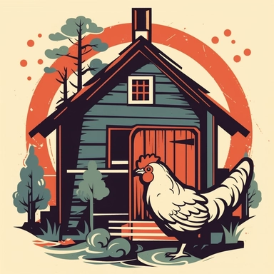 vector style clipart of a retro chicken coop