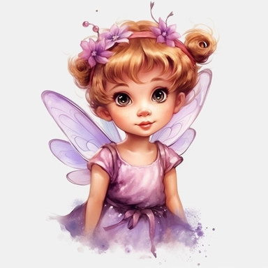 disney style little fairy priness clipart, watercolor clipart, png file, hyper realistic, transparent background,high detail, 8k