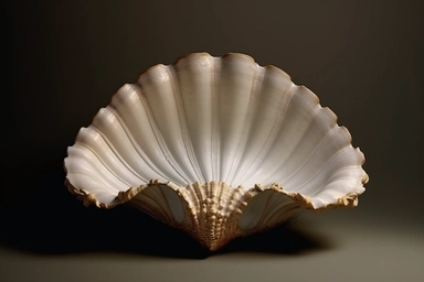 shell bed with pearl decoration, on a black background, like clipart style, mysterious, luxurious, 4k , octane render, unreal engine,
