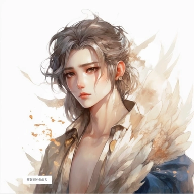 a handsome relistic looking masculine man,alchemy of the soul, Takehisa Yumeji's art style, soft, glowing watercolour clipart, isolated clipart, white background