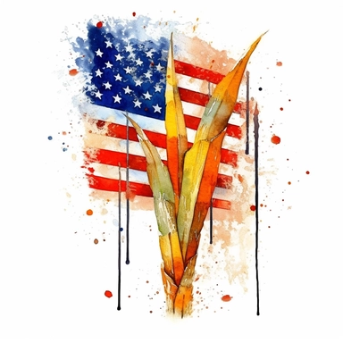 watercolour sugar cane painting american flag, in the style of digital mixed media, splatter paintings, full body, tattoo, parodic, sentimental realism, ferrania p30, clipart