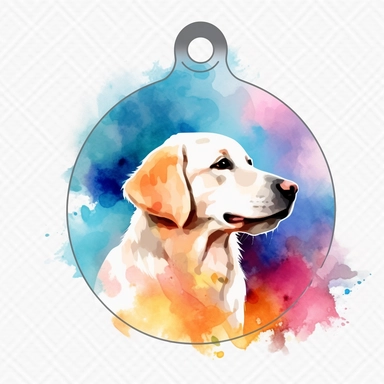 Watercolor dog tag clipart, white isolated background, space out, hd