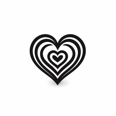 a black and white heart with a spiral design