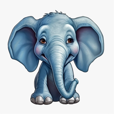Cute Beautiful Happy Face Elephant Cartoon Sublimation Clipart,Cartoon,hyper realistic, intricate detail, illustration style,high solution,on the white background