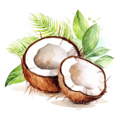 watercolor fresh coconut clipart,white background