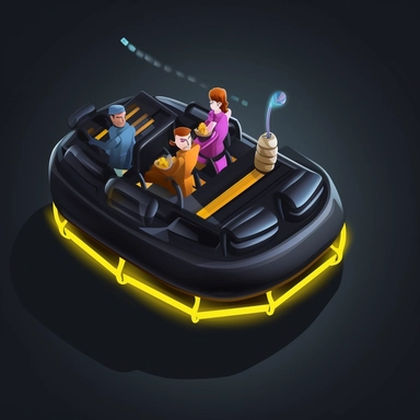 futuristic small family hovercraft concept, isometric perspective, game sprite, sci-fi, fun, creative, cartoon, clipart, hyper-detailed, black background,