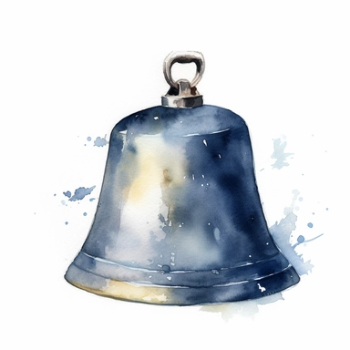 Watercolor cowbell clipart, white isolated background, space out, hd