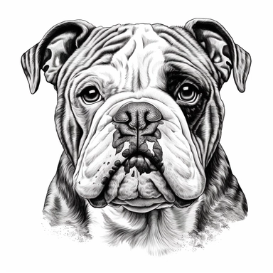 english bulldog clipart no background, white, black, svg, sketchbook, free lines, on paper
