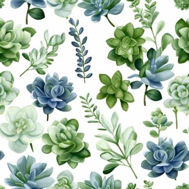 jade succulent plant clipart + white background + watercolor style