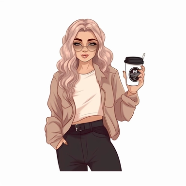, digital stickers, Girlboss, working, computer fashion, french, Monday, productive, cartoon realistic, clipart, minimalistic, aesthetic, rose pastel , brown pastel