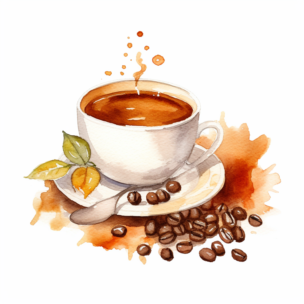 italian espresso coffee with coffee beans watercolor clipart - Clip Art ...