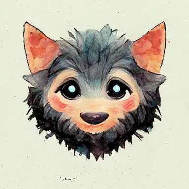 cartoon cute werewolf, watercolor, art, clipart