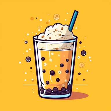 bubble tea with cheese foam clipart, vector style