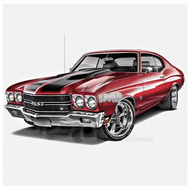 high definition clipart drawing of a 1970 chevrolet chevelle muscle car