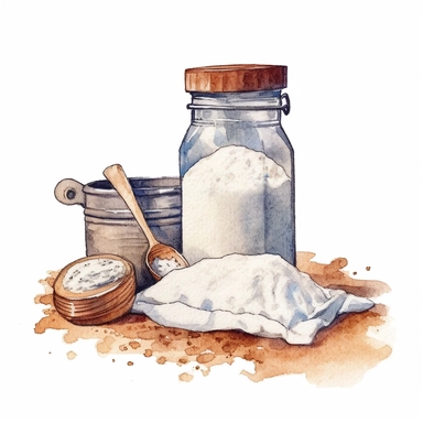 Create a hand drawn watercolor clipart of a flour sack, white background, 4k
