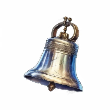 Liberty Bell: Create clipart of the historic Liberty Bell, an iconic symbol of American independence, Experiment with different angles and perspectives to capture the details and intricacies of the bell, delicate detail, watercolor, in the style of artgerm, 2d game art, quadratura, clipart, on white background,