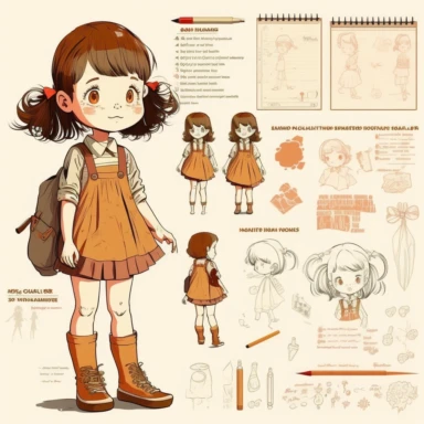 female child basic learning method, full body, cartoon, vector, sharp focus, super detailed, illustration, 16:9, v4, q2, 16k, High quality, clipart