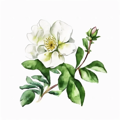 Wild flower, Floral, Watercolor Clipart, Rose, small flower, Spring Flower in PNG file, White background, green, No text