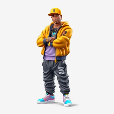 RAPPER GUY CLIPART, CARTOON, VECTOR, california highway , ultra realistic, 4k, high resolution, 3d