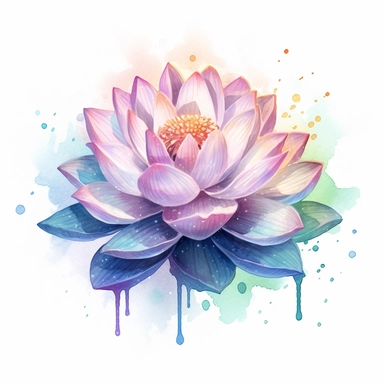 lotus flower, clipart, intense white and deep pastel colors, dnd, watercolor, no background, isolated on a white background, self contained, well defined edges, by amy sol and magali villeneuve and susan bourdet and ross tran, spaced out, glowy, intricate, 8k