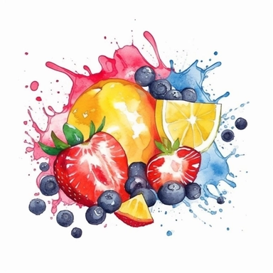 Watercolor Fresh Fruit Fiesta Clipart desert cartoon t-shirt graphic, vector, contour, isolated on a white background