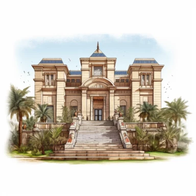 clipart Egyptian Museum, Cairo, Egypt, photo realistic, white background