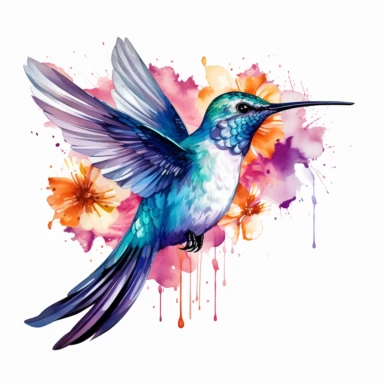 watercolor hummingbird on white background. Clipart
