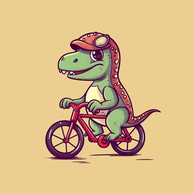 character bike cartoon clip art dinosaurs, in the style of flat shading, minimalistic design, precisionist art, kawaii, realistic, dansaekhwa, eye-catching
