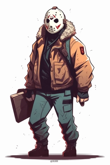 Clipart of Jason Voorhees from Friday the 13th simple design white background